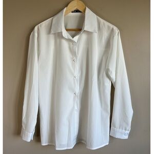 Plain White Button Up Blouse (size medium)
